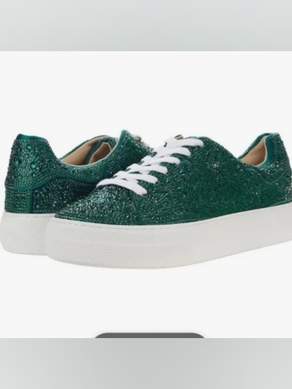 Betsey Johnson Emerald Green Glitter Lace-Up Sneakers
